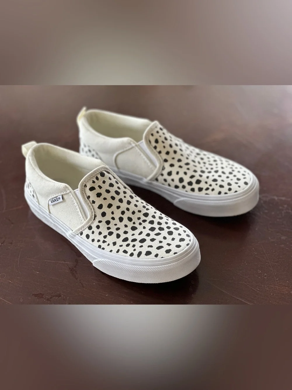 Vans Kids Slip-On Sneakers White with Black Dalmatian Spots